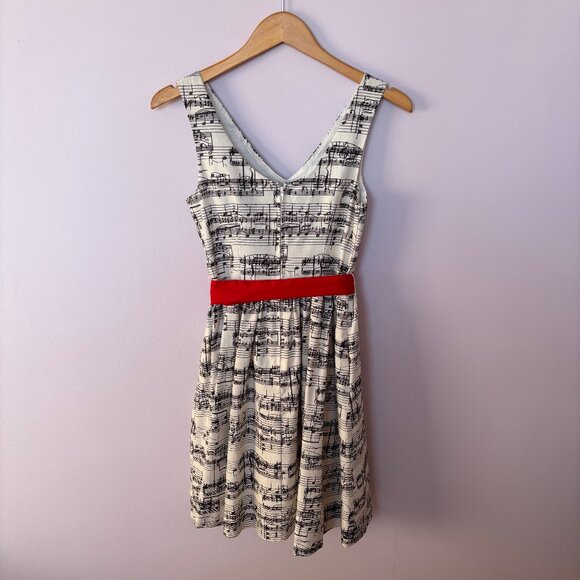 Modcloth "In the Key of Chic" Musical Score Dress in Black and Cream - Picture 6 of 12